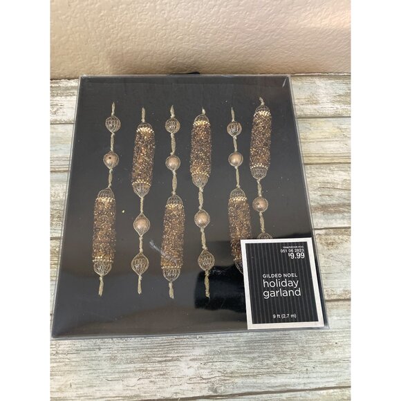 Target Other - Target Gilded Noel Holiday Garland 9 Ft Gold Bronze Glitter Beaded Christmas Dec